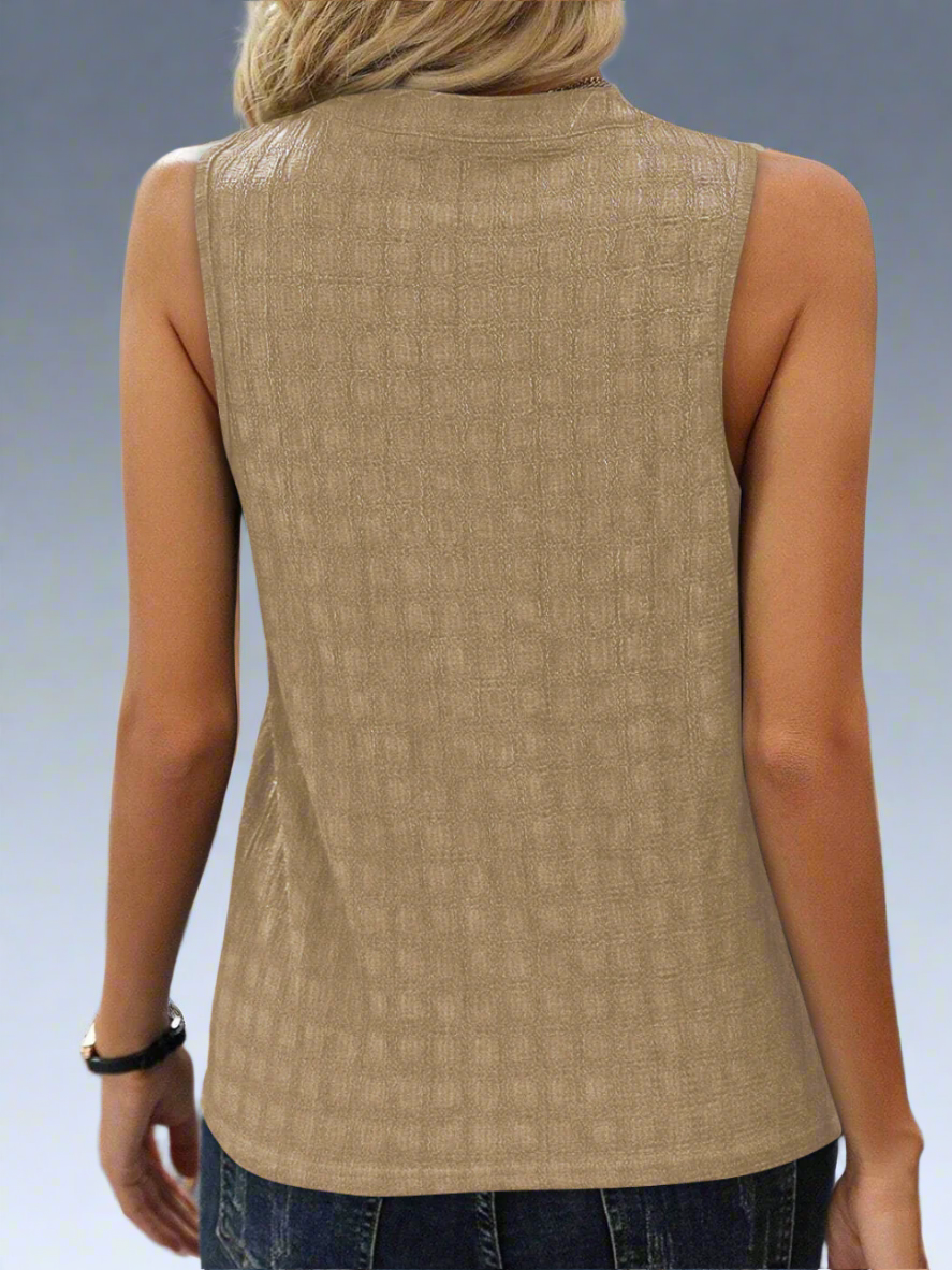 Ava dames top – licht mouwloos topje van stretchstof met elegante en veelzijdige pasvorm