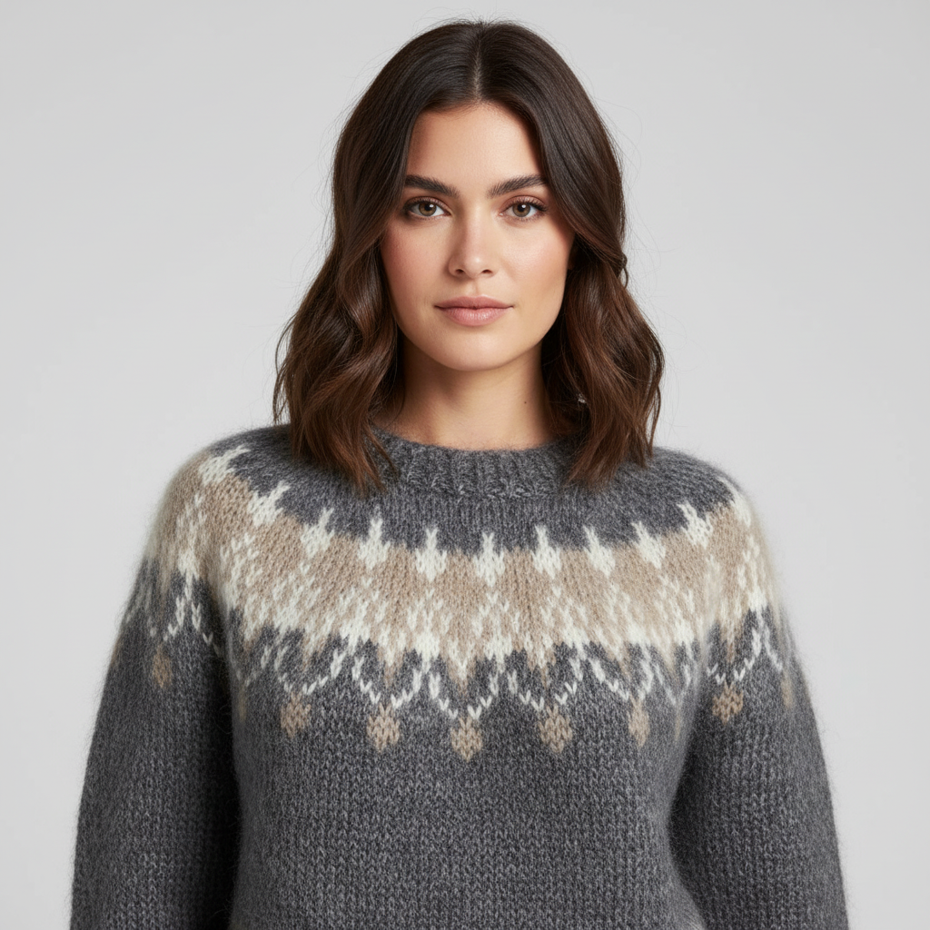 Bella Oversize Dámský Svetr – Pohodlný Svetr z Pleteniny Fair Isle pro Zimní Styl