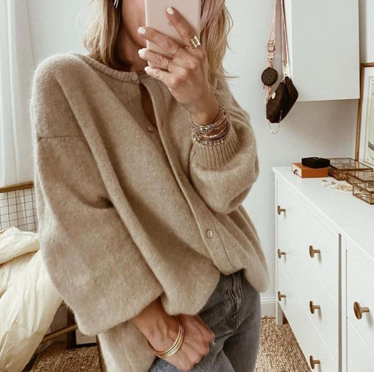 Lindy Cardigan oversize pentru femei – Vestă moale cu nasturi și croială lejeră modernă
