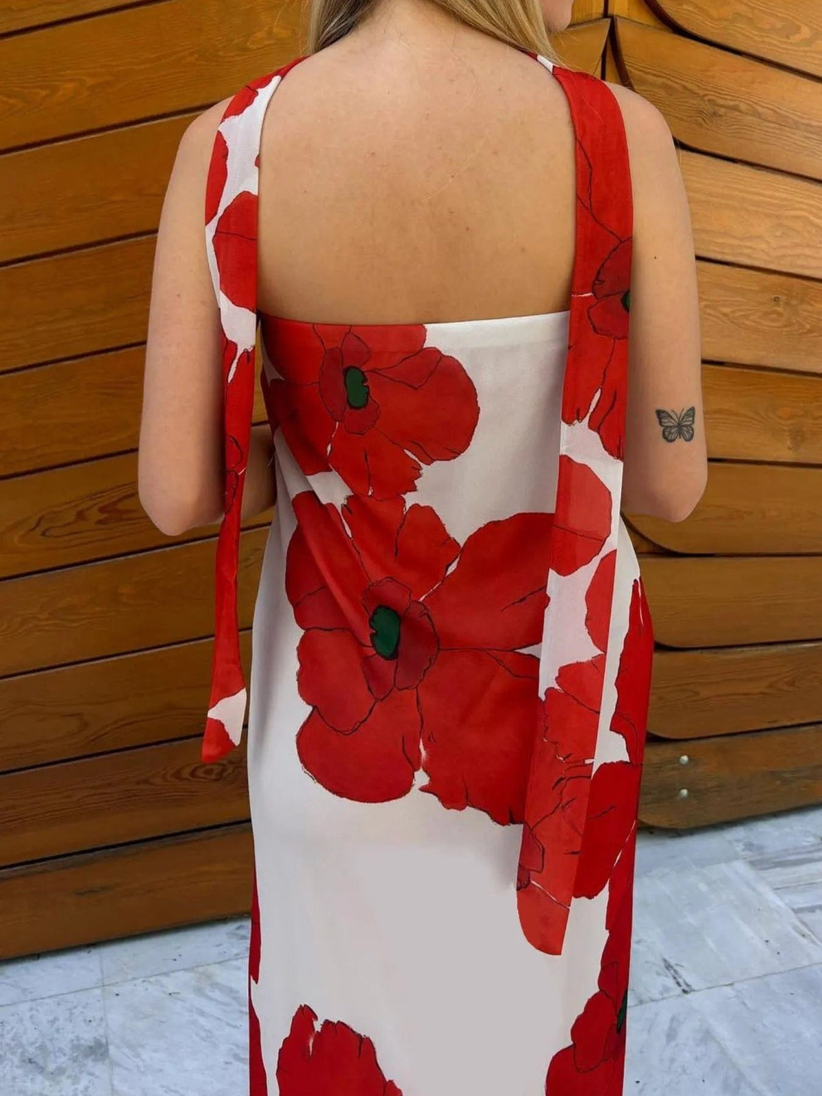 Isaline – elegancka letnia długa sukienka maxi damska, dopasowana sukienka bez ramiączek z nadrukiem