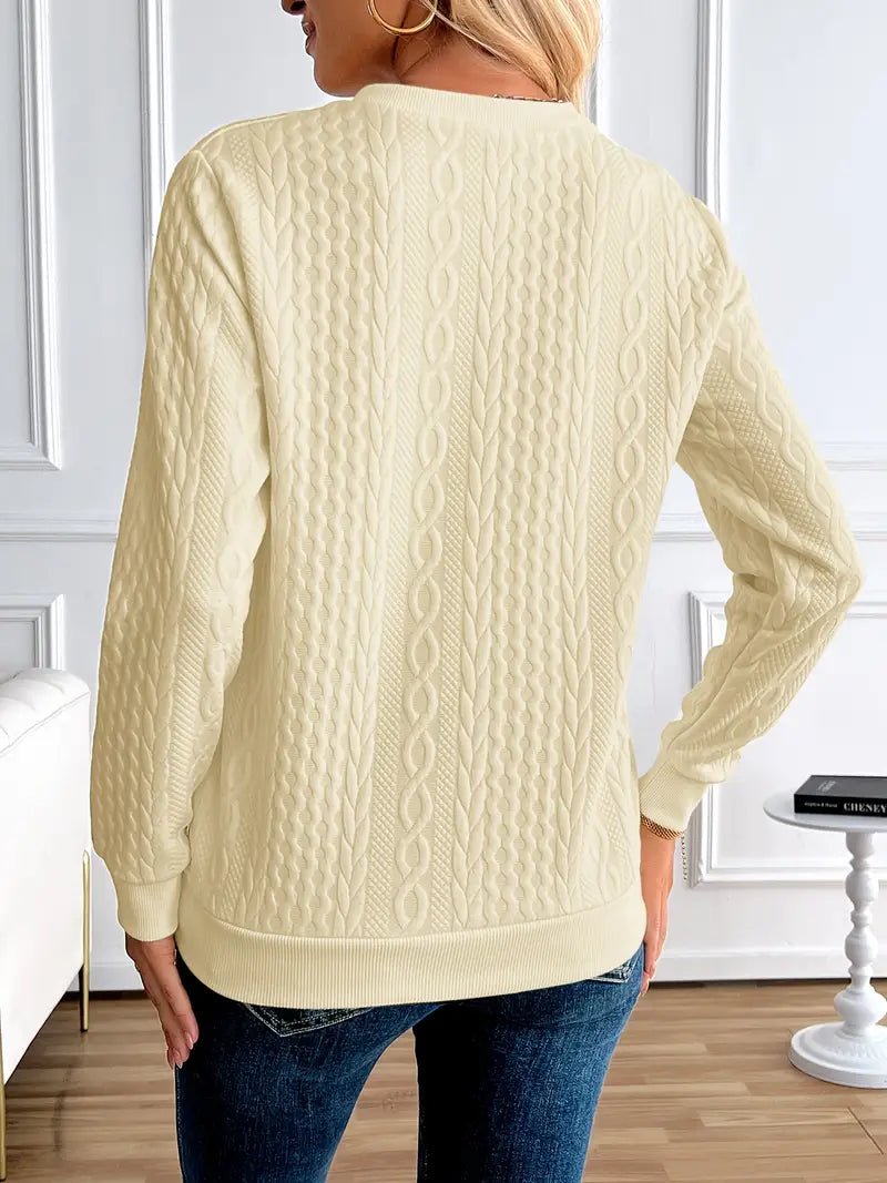 Margaux Sweat Damski Zima – Wygodny Sweter na Zamek z Dzianiny z Eleganckim Wzorem