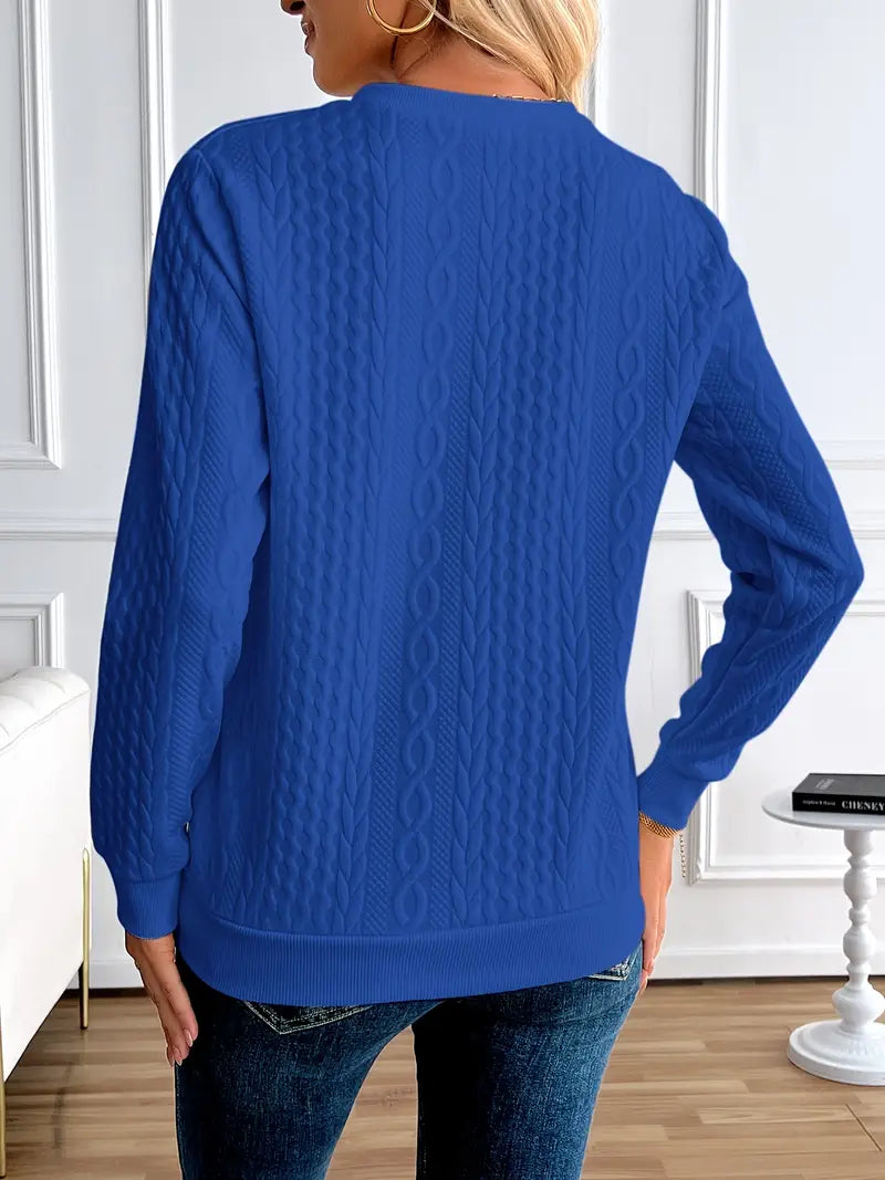 Margaux Sweat Damski Zima – Wygodny Sweter na Zamek z Dzianiny z Eleganckim Wzorem