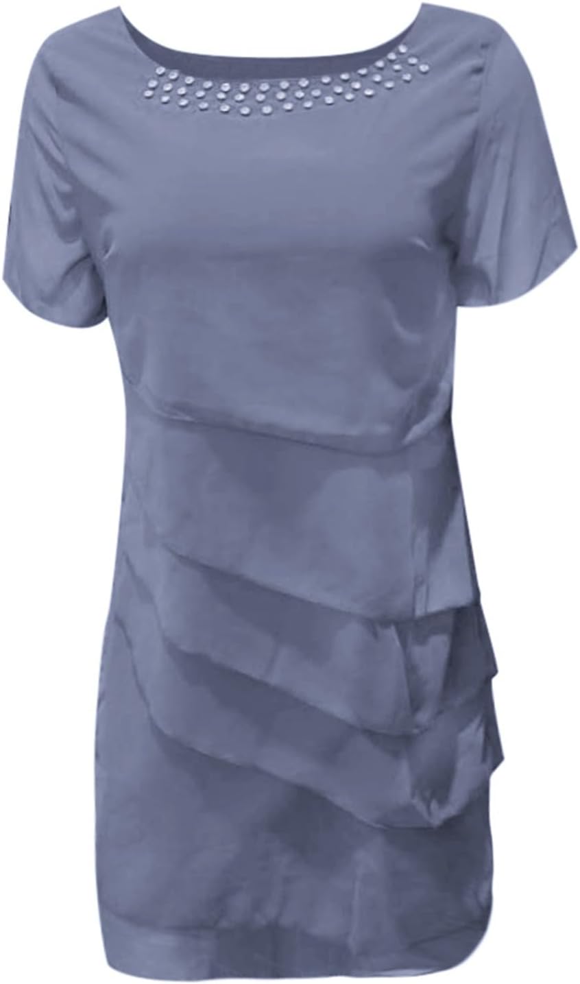Sophia Robe Femme – Robe Chiffon Fluide Manches Courtes Coupe Élégante Été