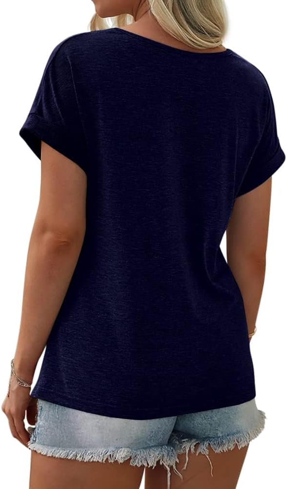 T-shirt Emma Mulher Oversize – Gola Redonda, Color Block, Mangas Curtas Algodão