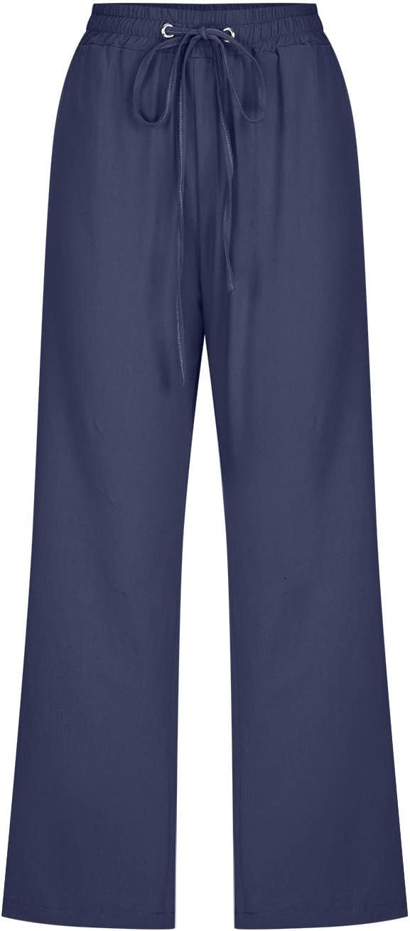 Vinia Pantalone Donna Capri Lino – Taglio Largo, Vita Elastica, Leggero Estate Chic