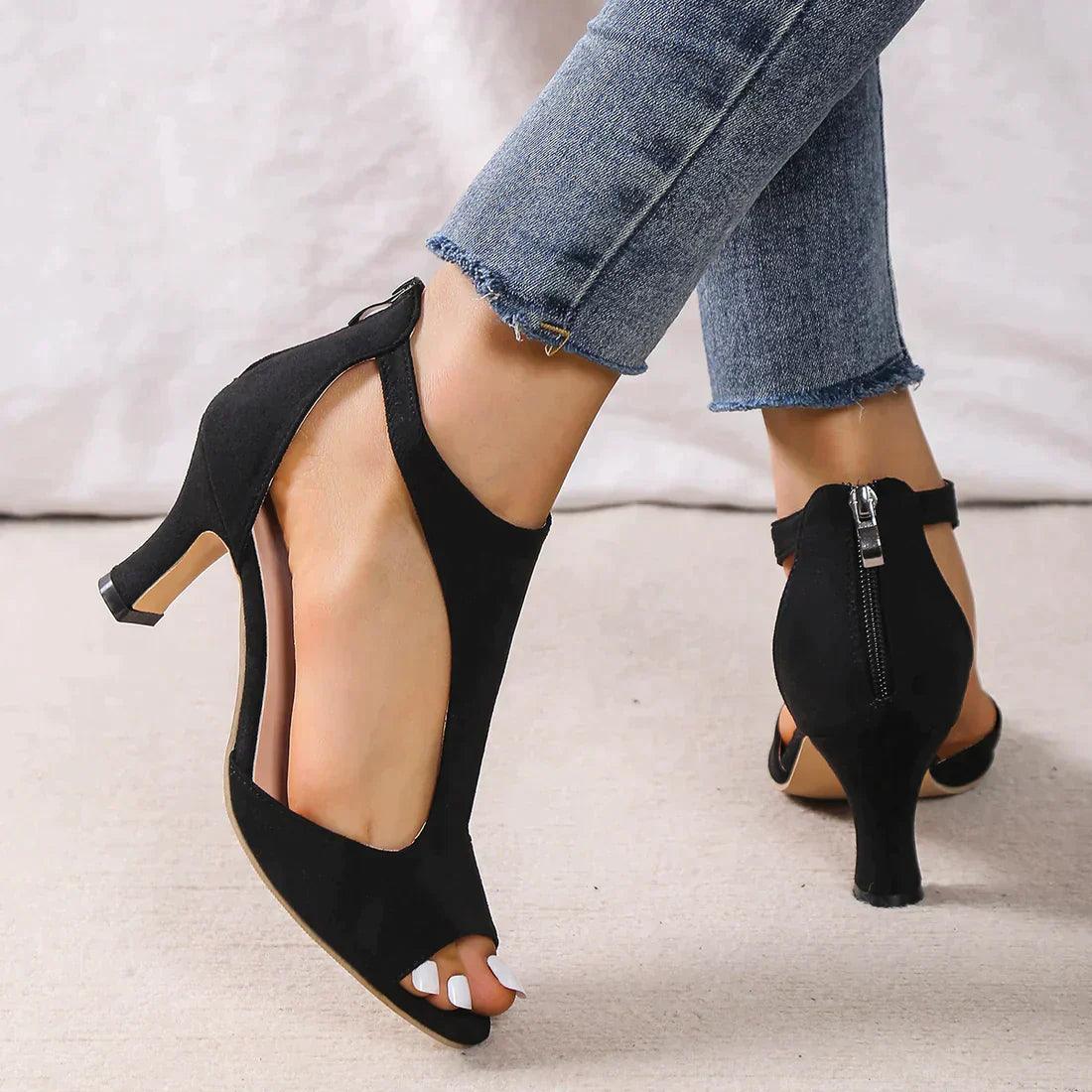 Sandali con tacco da donna Cassie - eleganti scarpe aperte con ritagli e suole di supporto