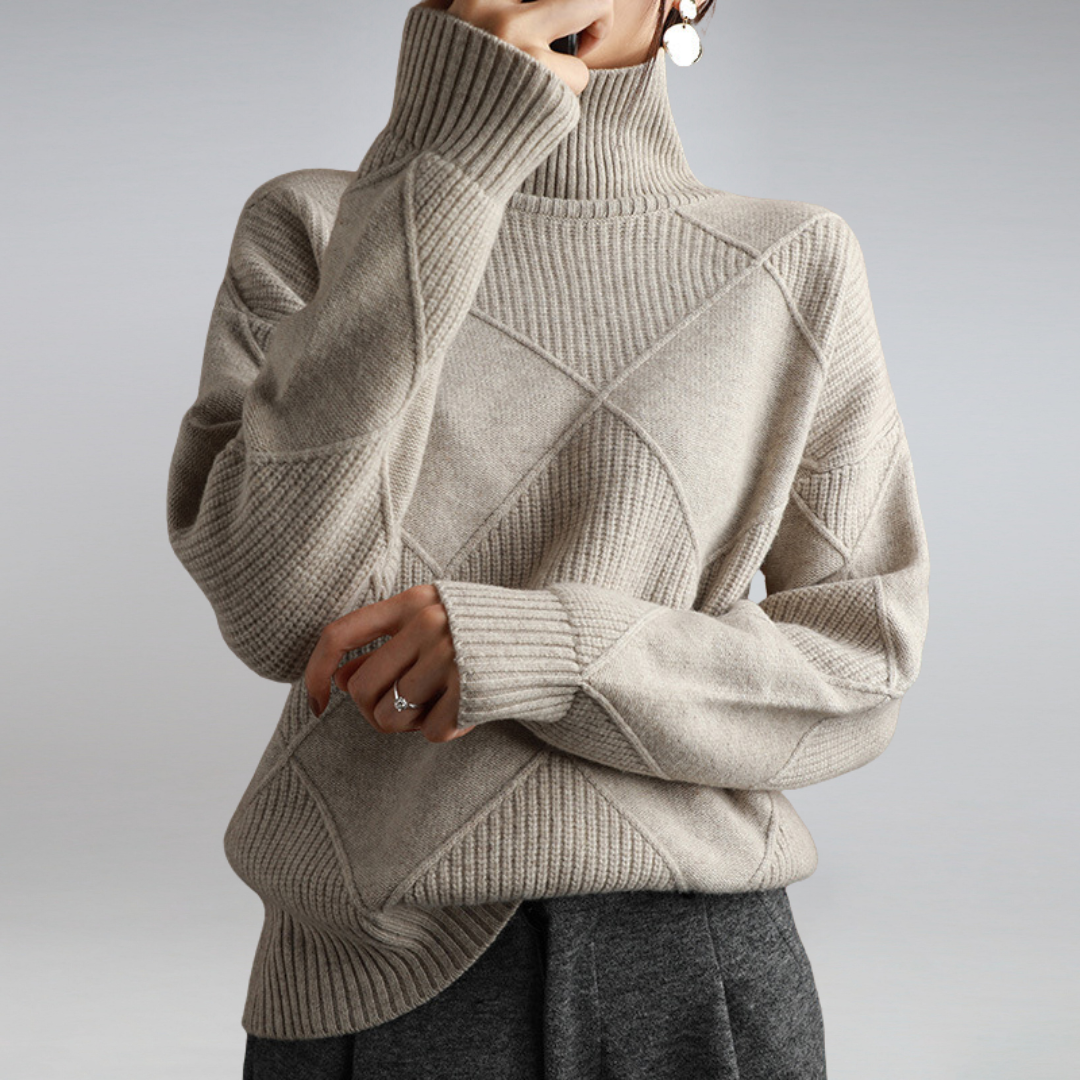 Haley Women's Sweater – Soft Warm & Elegant Turtleneck Sweater for Autumn and Winter