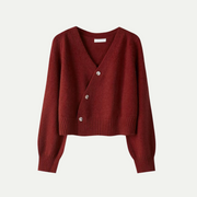 Eira cardigan i uld til kvinder – Blød kort strik med V-hals, knaplukning & elegant og behagelig pasform
