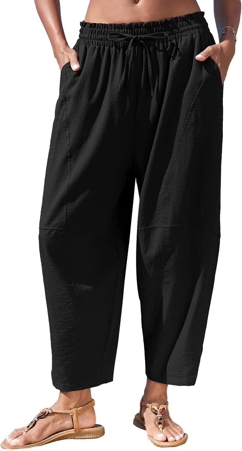 Pantalón de Cristal para Mujer Harem – Corte Amplio, Cintura Alta Elástica, Ligero y Casual