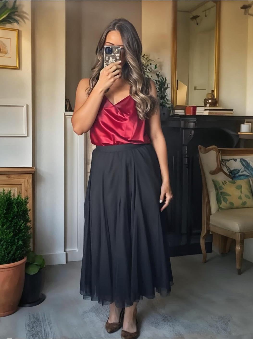Cassy suknja od tila za žene – duga suknja visokog struka, lepršava i elegantna