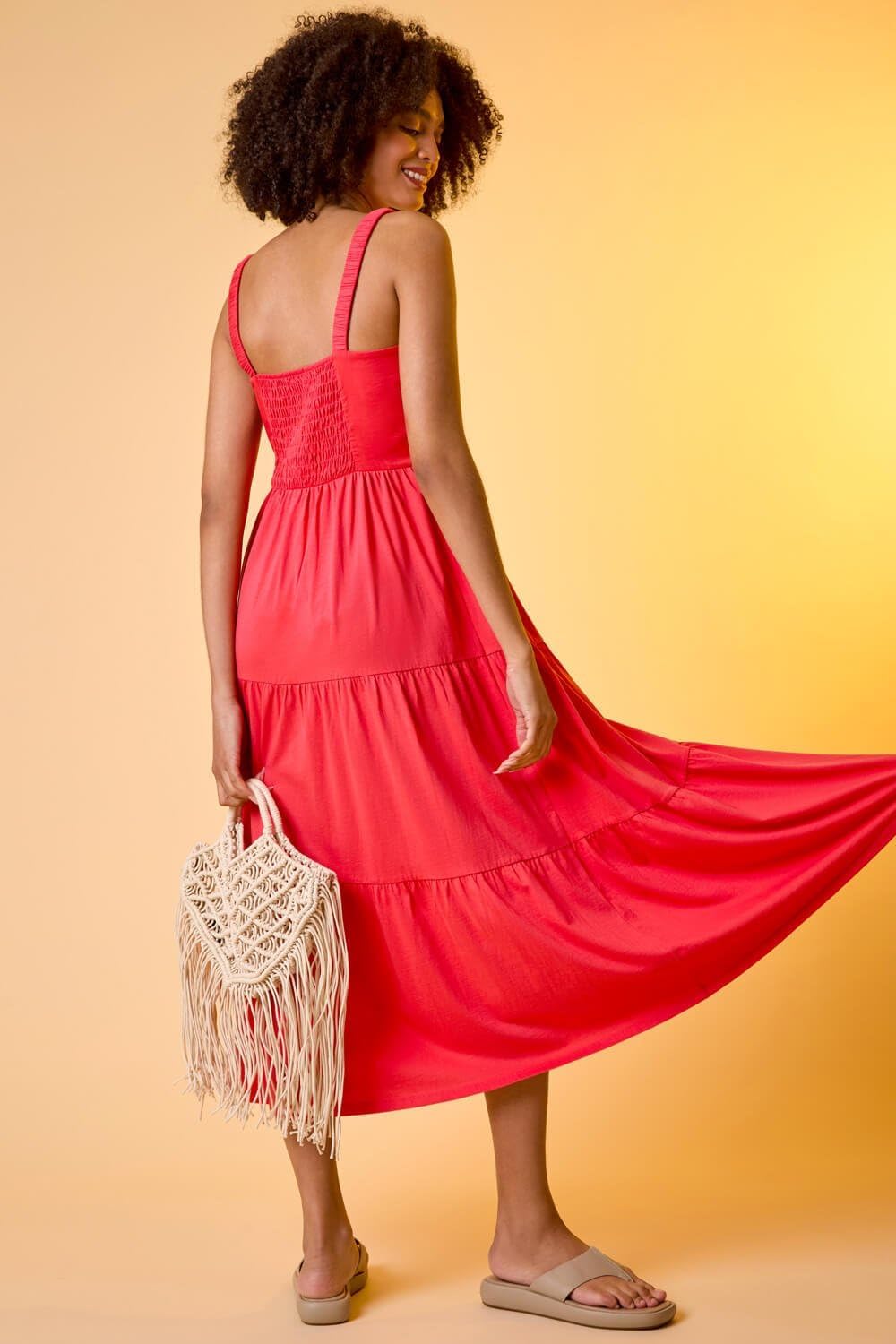 Vestito Midi Mila Donna – Vestito Estivo Elegante in Cotone con Spalline, Scollo a V e Volant