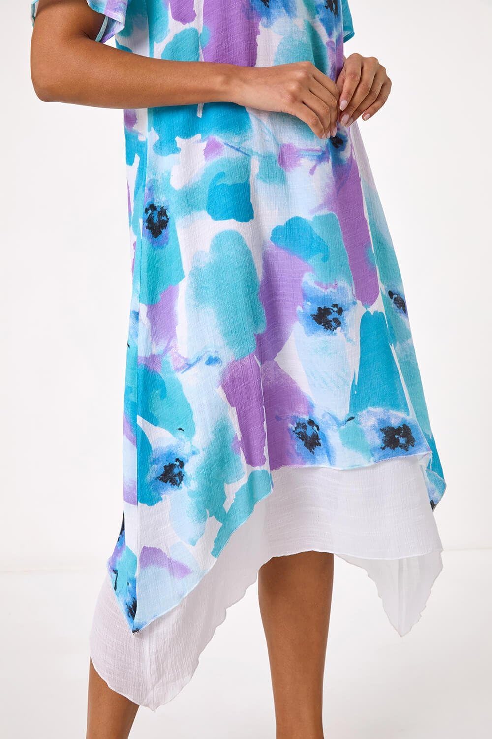 Noémie Vestido Recto Mujer – Vestido de Doble Velo con Estampado Abstracto Elegante para Verano