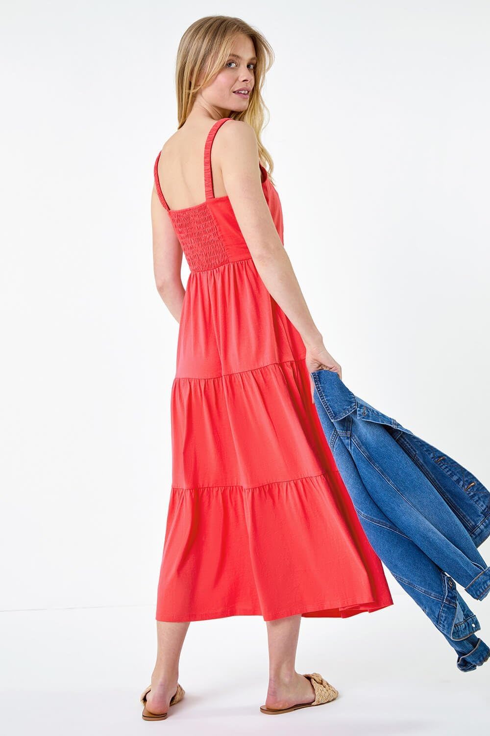 Vestito Midi Mila Donna – Vestito Estivo Elegante in Cotone con Spalline, Scollo a V e Volant
