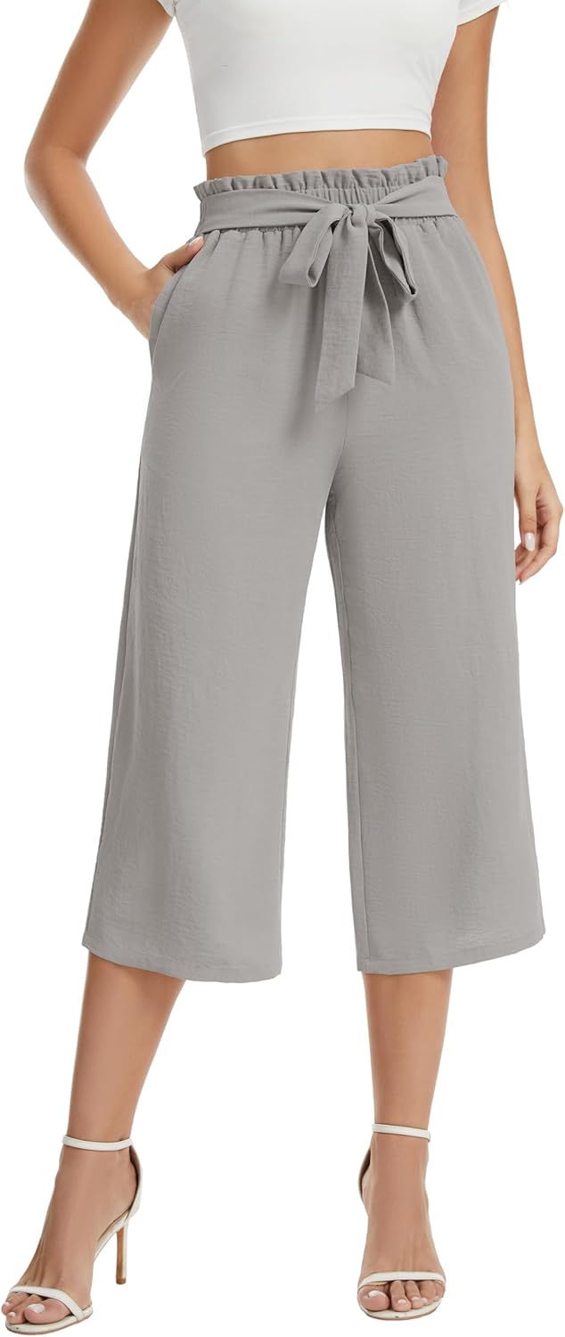 Juliette Damenhose 7/8 – Weite, fließende Hose mit elastischem Bund und Gürtel