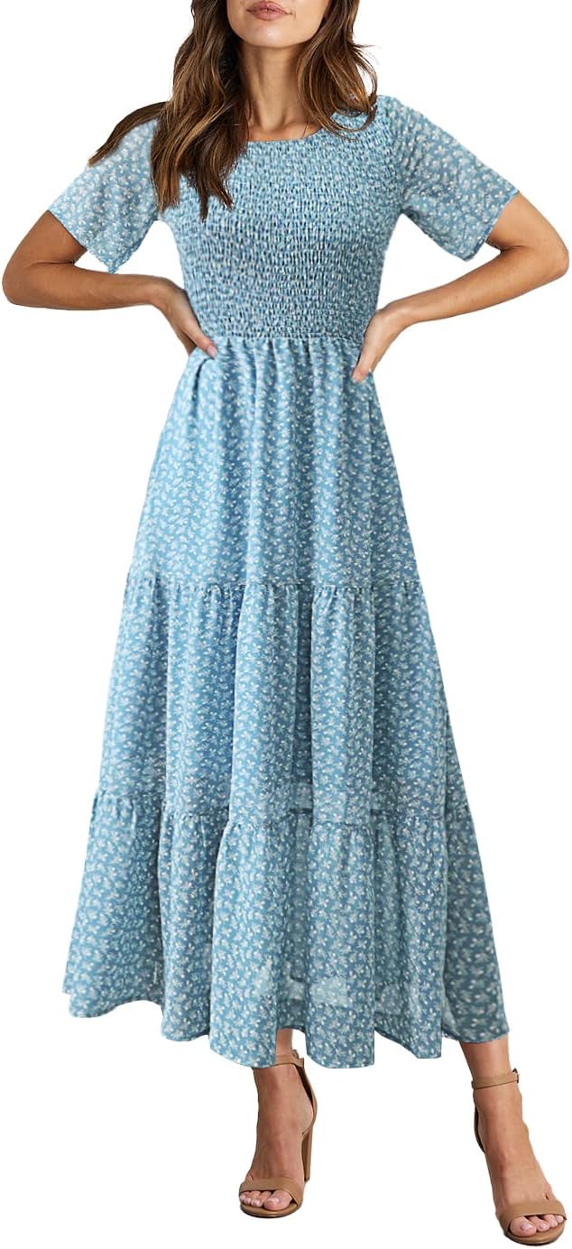 Élise maxi ženska haljina – cvjetna boho haljina s naborima i volanima, ljetna, elegantna