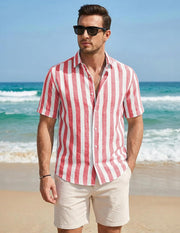 Camisa Josh Homem – Camisa às Riscas de Manga Curta, Estilo Casual Chic de Verão