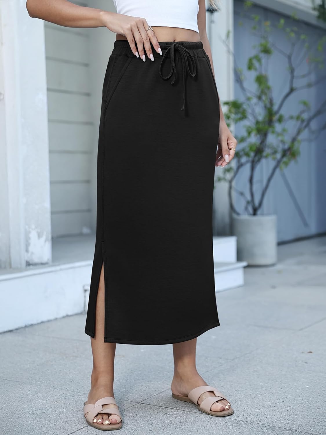Jessa Jupe Maxi Femme – Maxi sukně s vysokým pasem, rozparkem a kapsami, ležérně elegantní