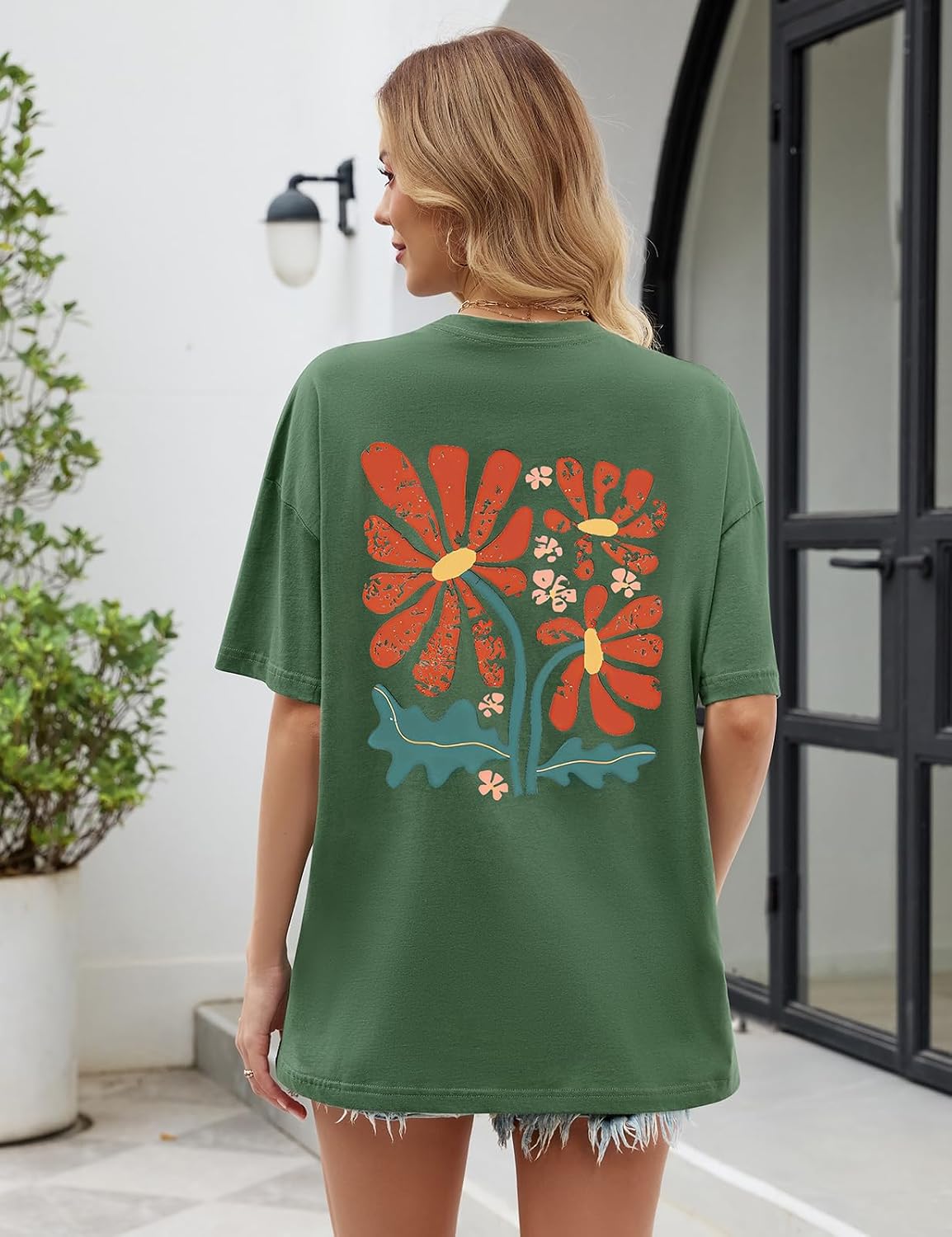 Danielle Oversized Women's T-Shirt – 100% Cotton Printed Short Sleeve Top