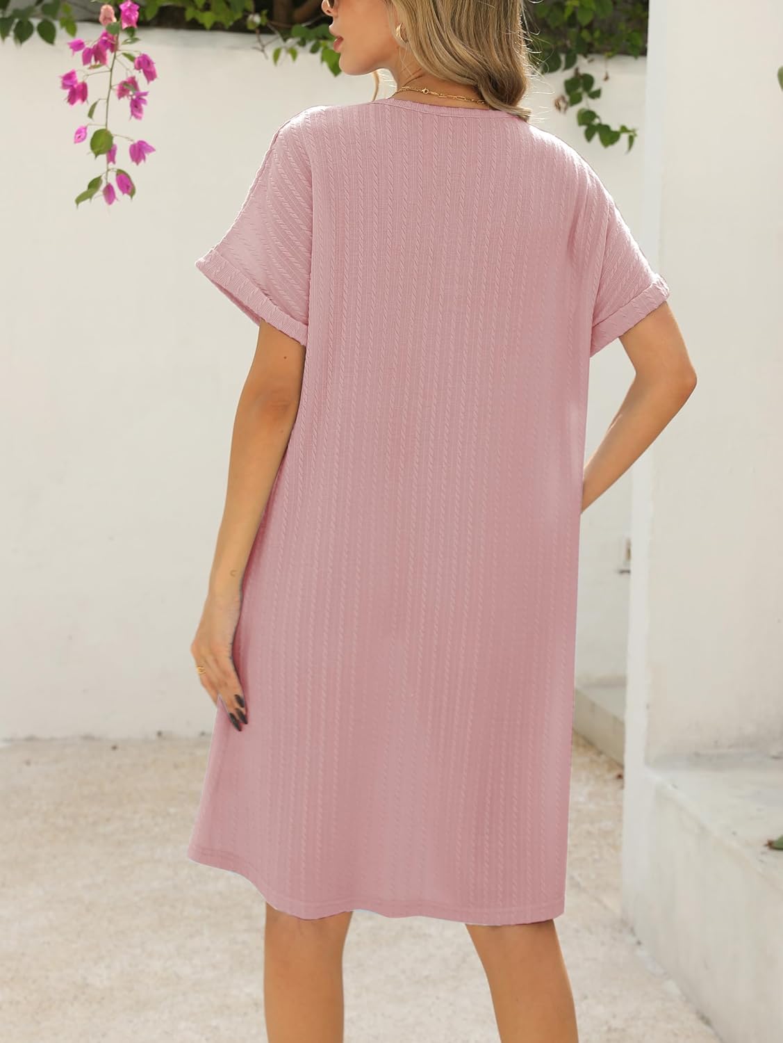 Camille Kurzes Damenkleid – Kleid mit V-Ausschnitt, Knopfleiste, A-Linien-Schnitt, schick für den Sommer