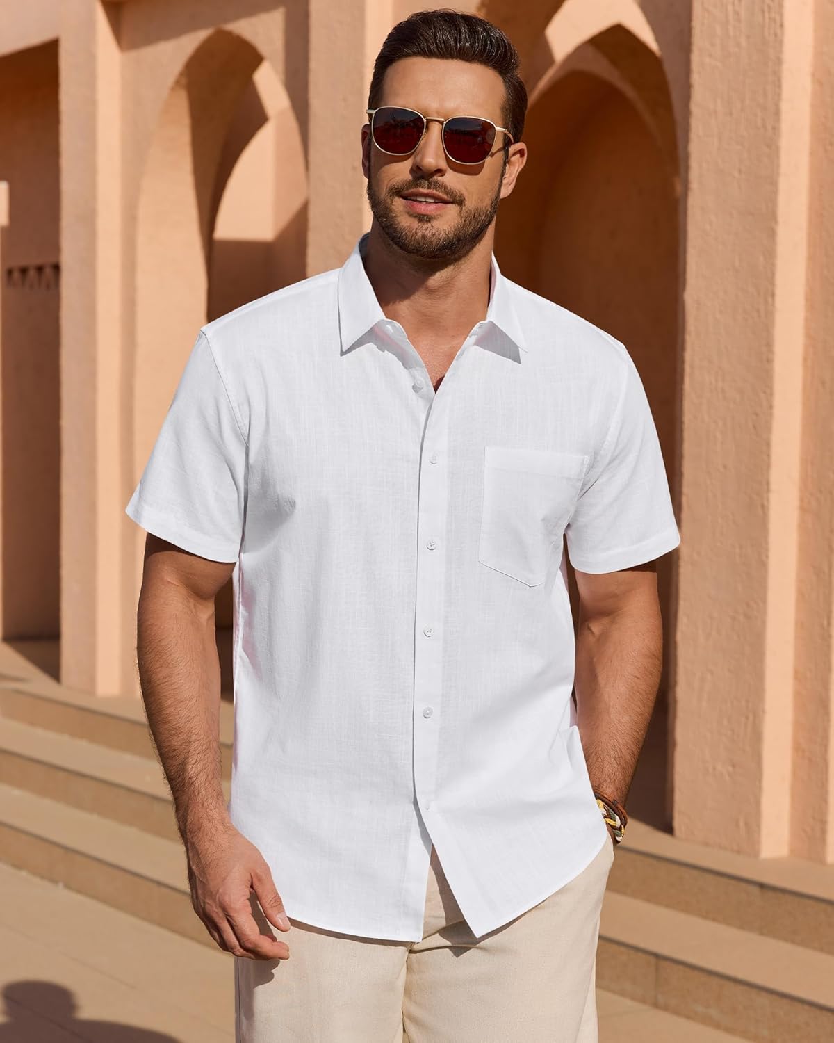 Émile Herrenhemd – Leichtes Leinen-Baumwollhemd, Kurze Ärmel, Sommer Casual