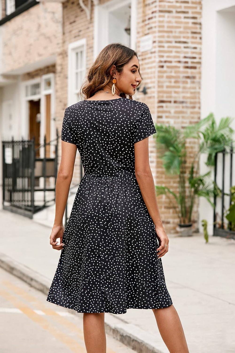 Vestido cruzado Camélia para mujer – Vestido midi floral con escote en V y bolsillos
