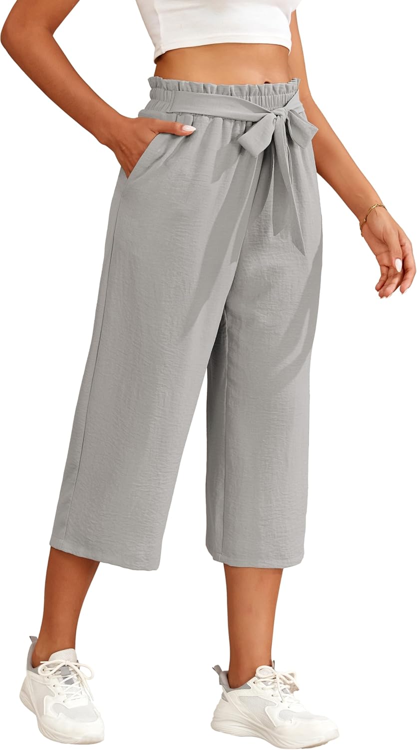 Juliette Damenhose 7/8 – Weite, fließende Hose mit elastischem Bund und Gürtel