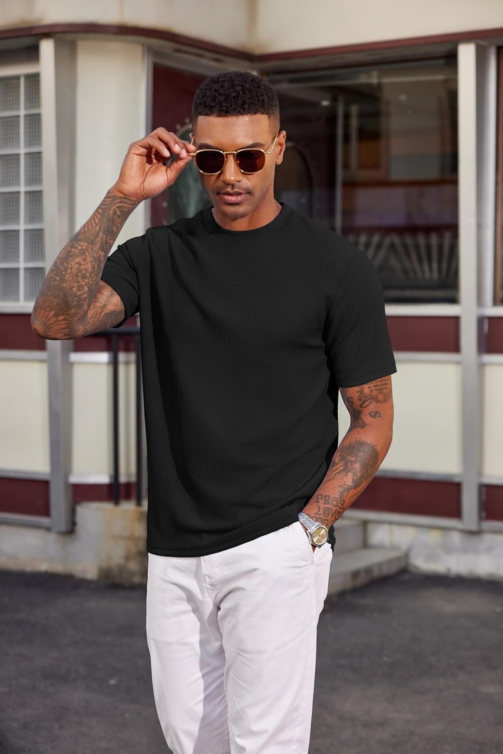 Camiseta Wilbert para Hombre – Camiseta de Punto Texturizado, Ligera y Estilo Casual Chic