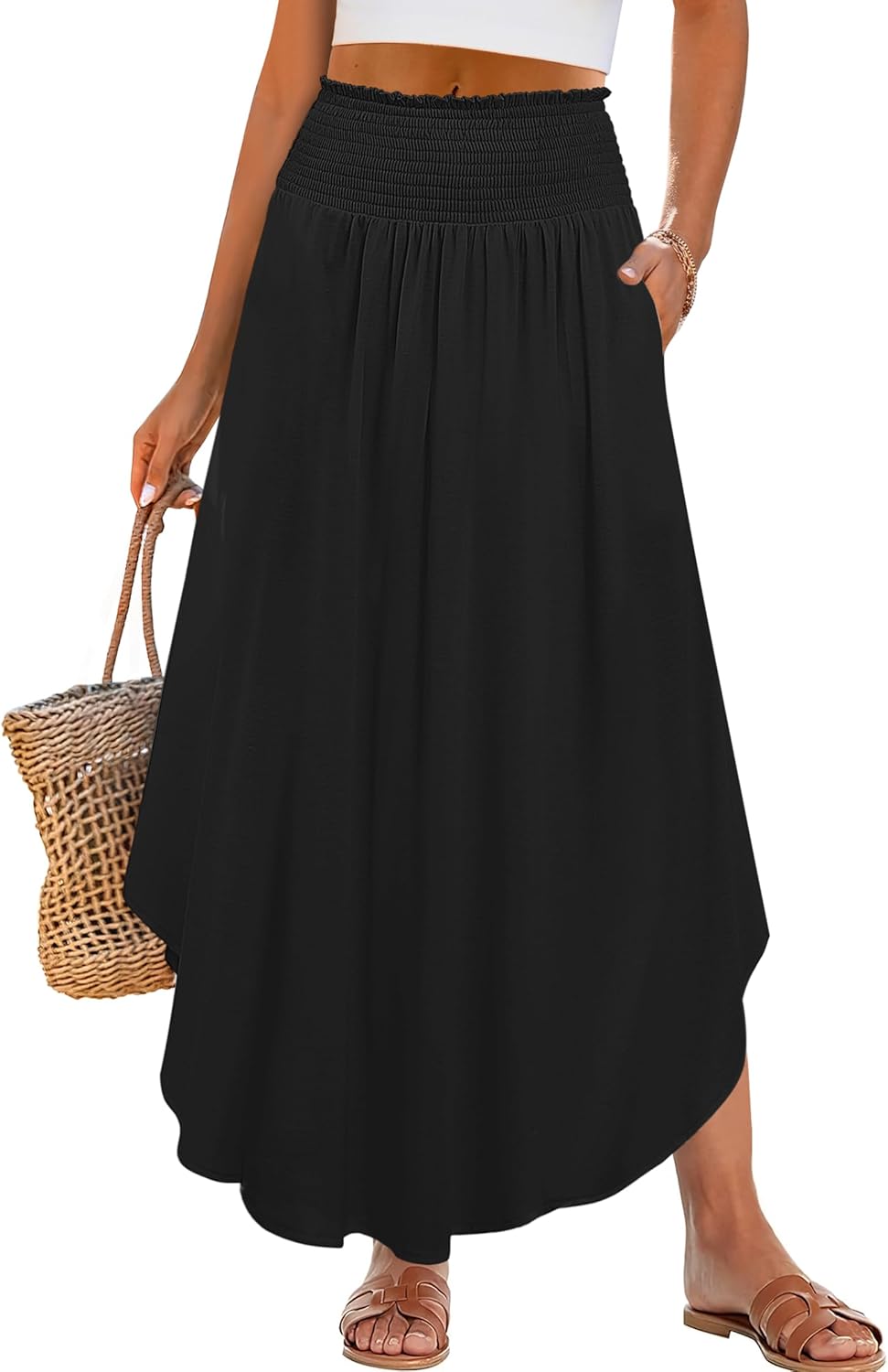 Gonna Lunga da Donna Lulu – Gonna Maxi Bohemien a Fiori, Vita Alta e Fluida