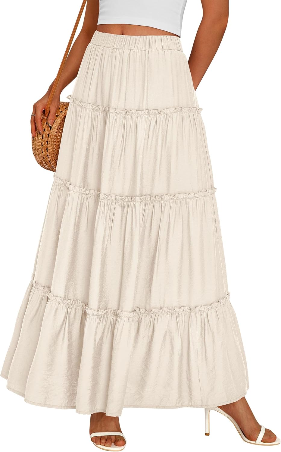 Layza Maxirock Damen – Boho-Rock mit hoher Taille, fließend & Volants Sommer