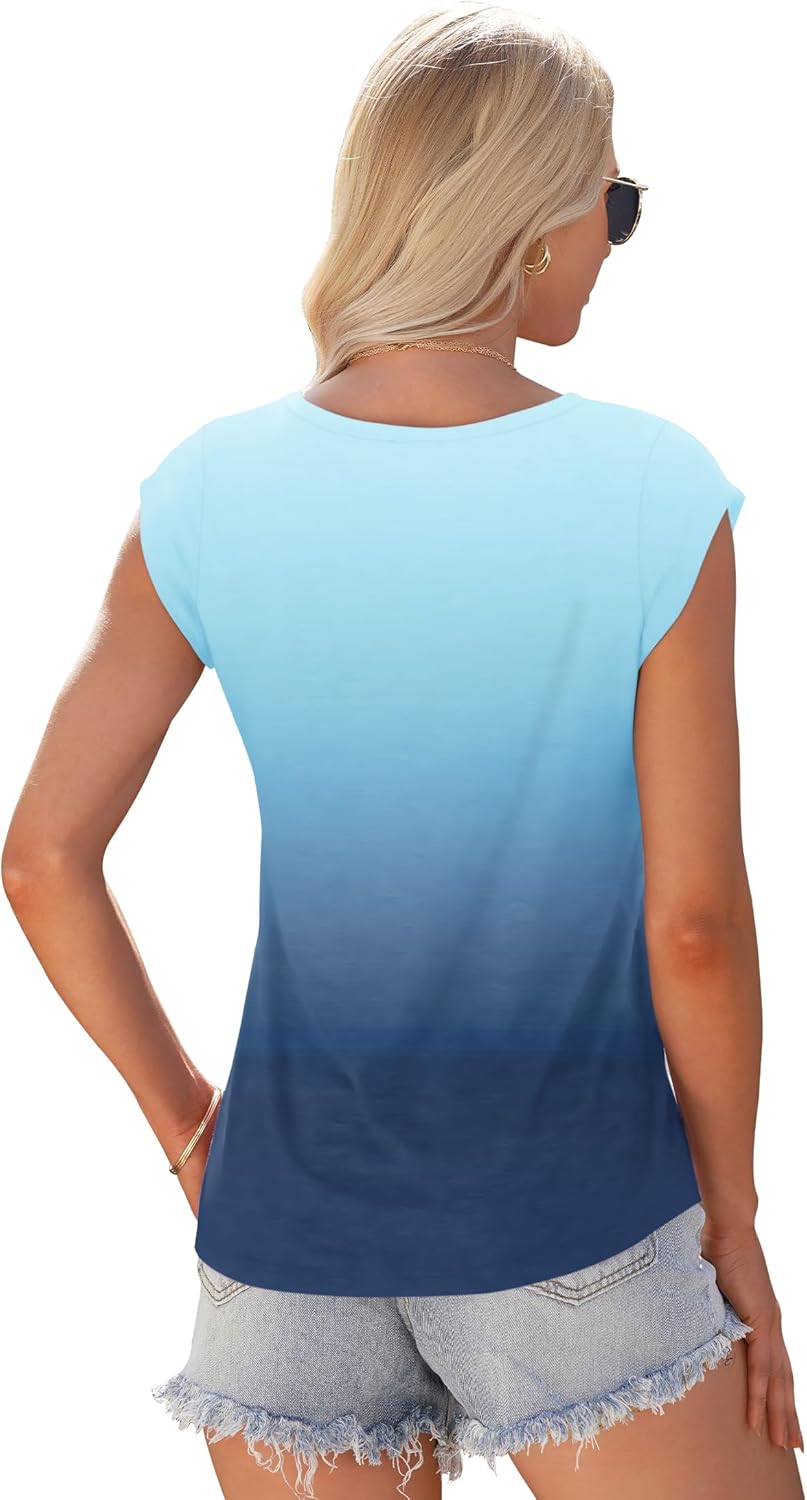 Élina Top Feminino – Top Fluido com Decote em V e Mangas Curtas Caídas