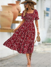 Angeli Damenkleid mit Blumenmuster – Puffärmel, Gebundene Taille, Mini-Schnitt Schick im Sommer