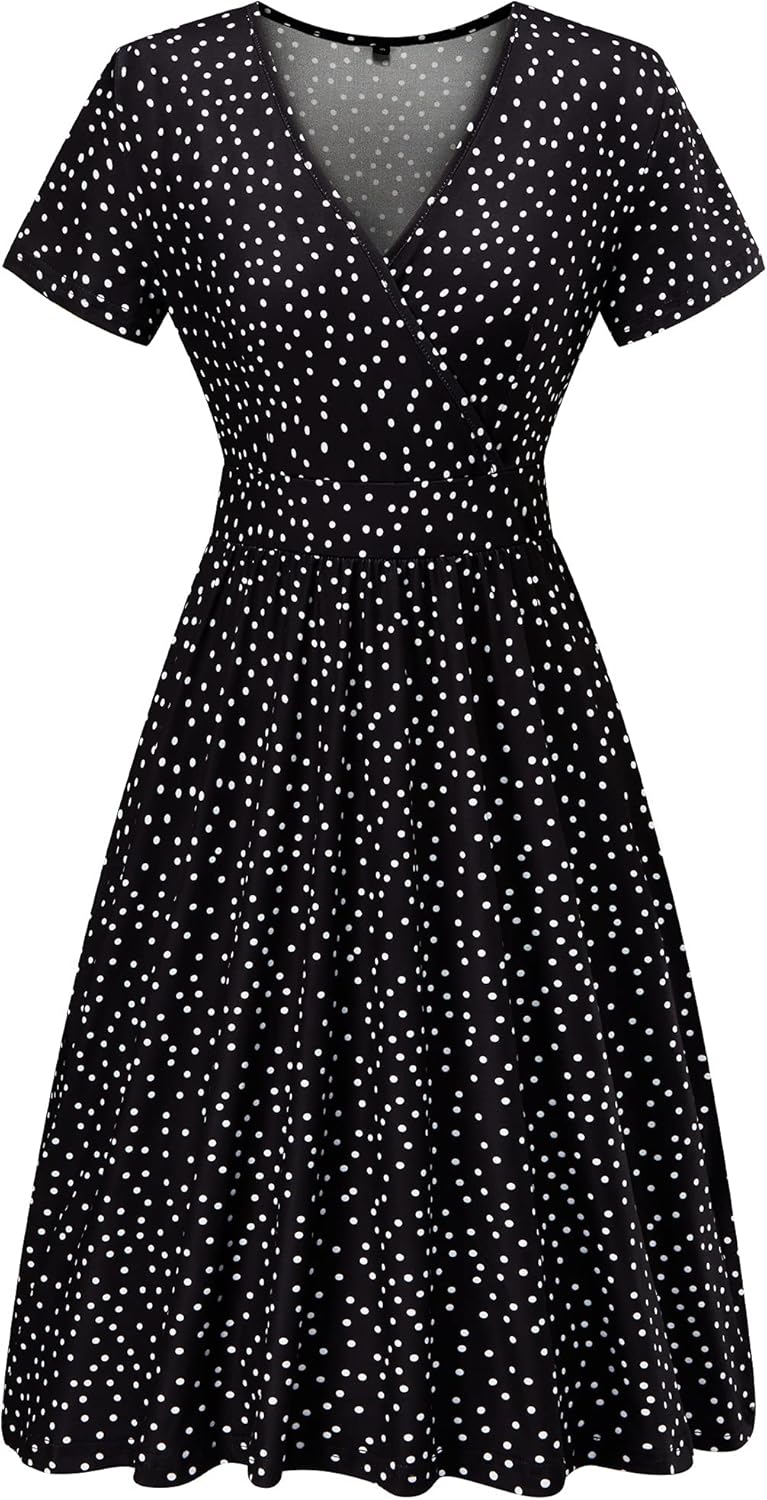 Vestido cruzado Camélia para mujer – Vestido midi floral con escote en V y bolsillos