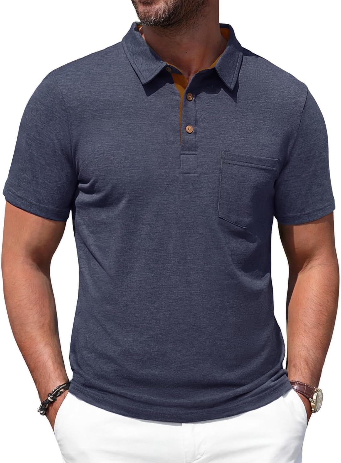 Polo Uomo Noel – Polo in Cotone Leggero, Collo a Contrasto e Stile Casual Chic