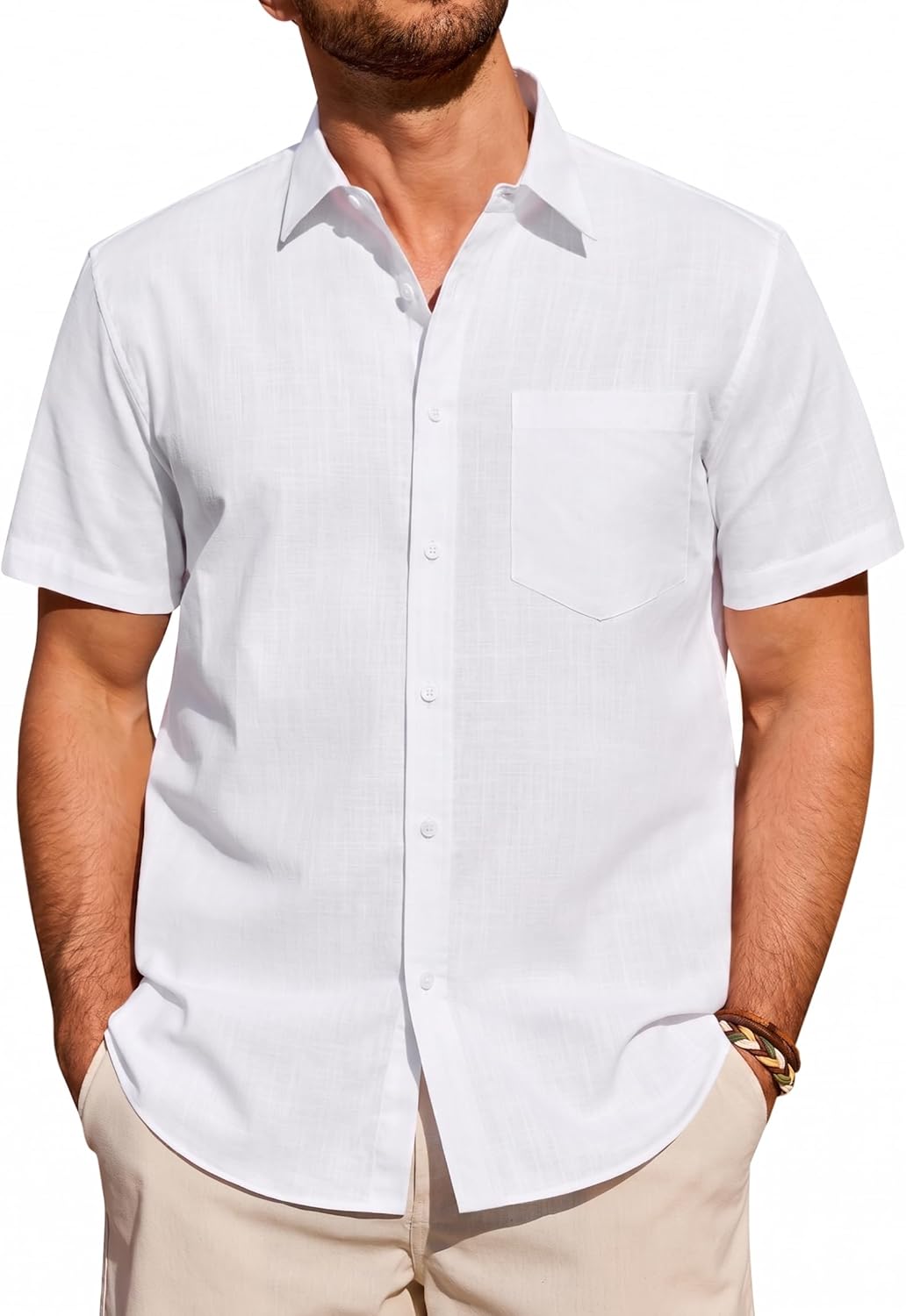 Émile Herrenhemd – Leichtes Leinen-Baumwollhemd, Kurze Ärmel, Sommer Casual