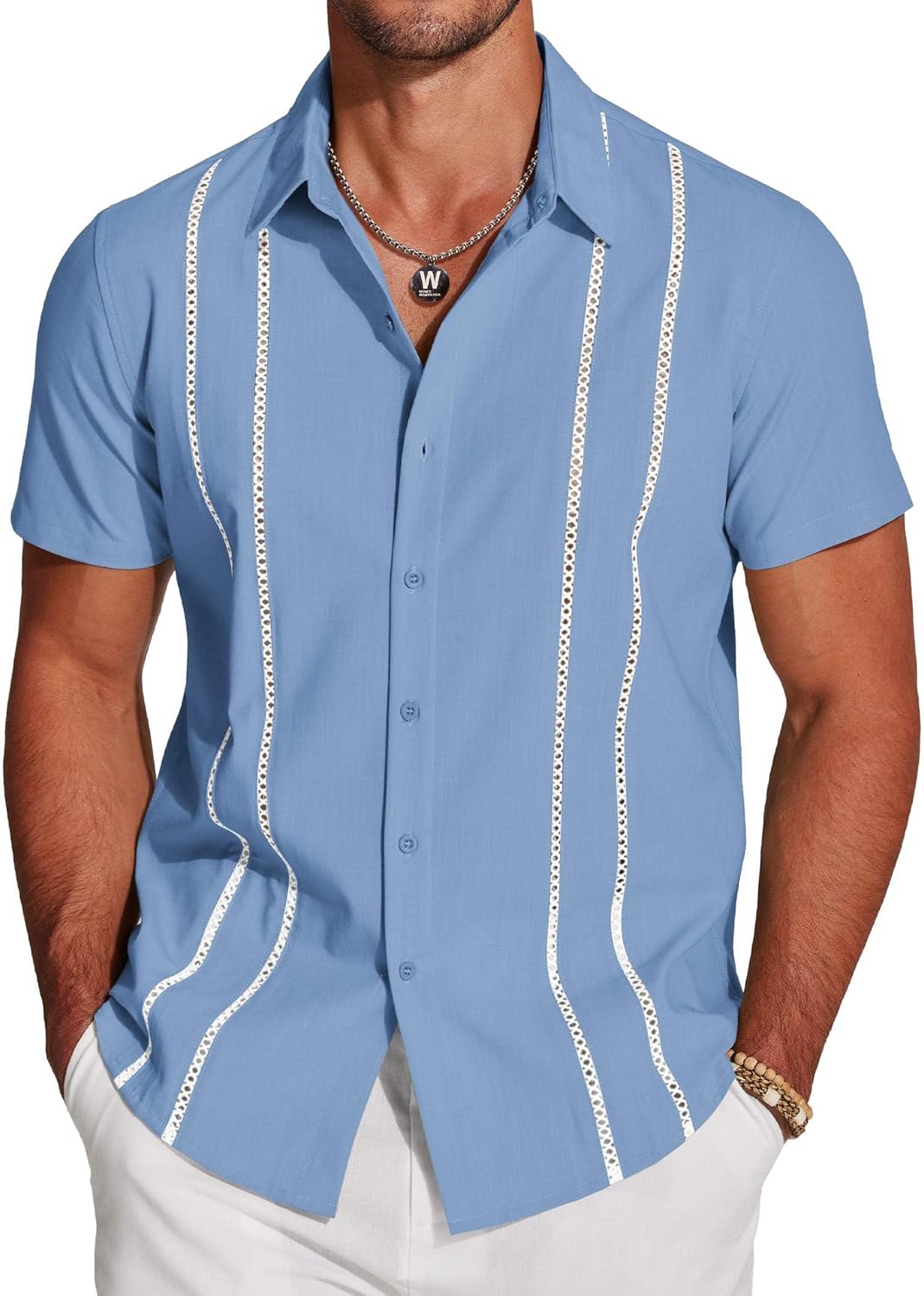 Pánská košile Diego Chemise Guayabera – kubánská lněná košile na léto, elegantní styl
