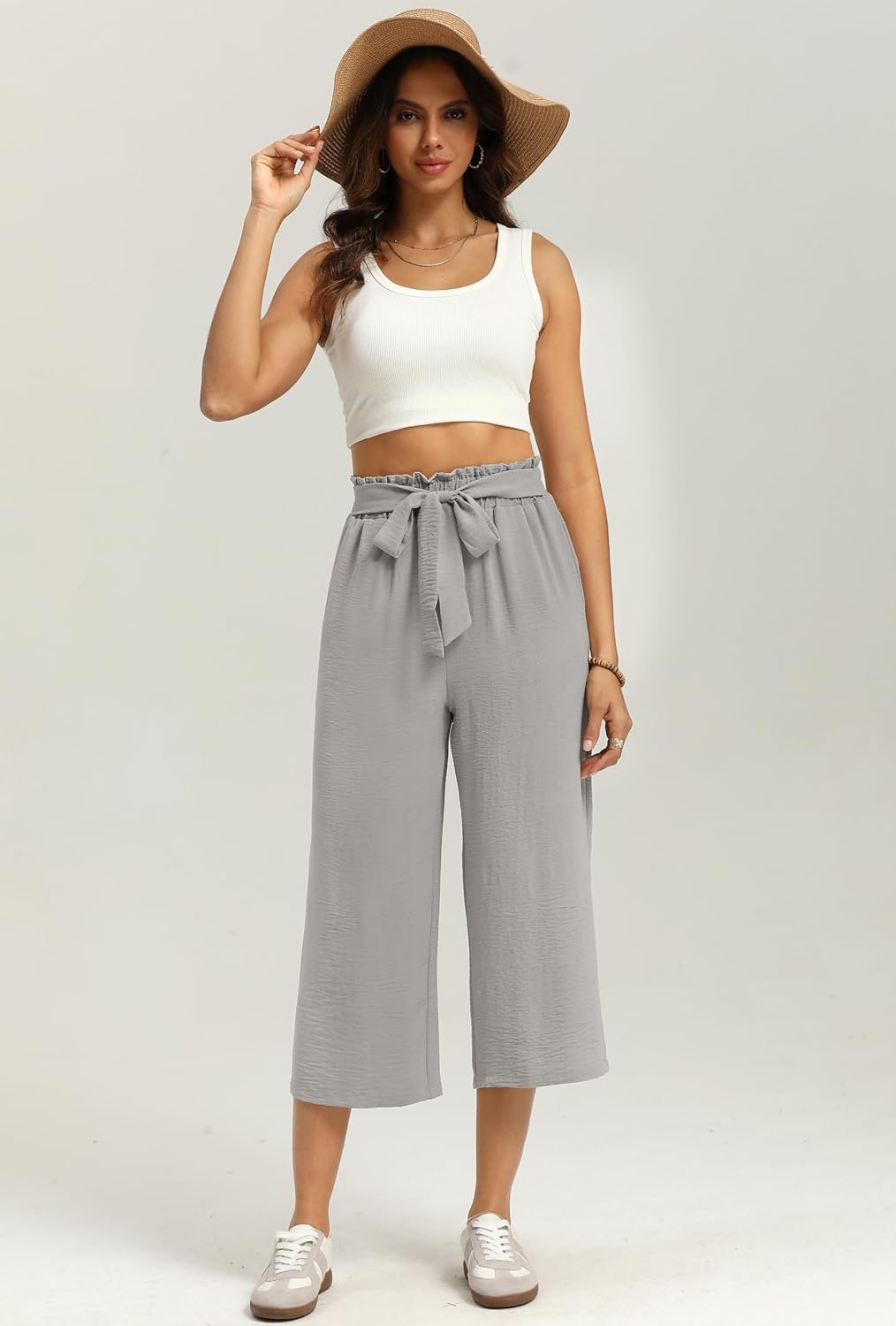 Juliette Damenhose 7/8 – Weite, fließende Hose mit elastischem Bund und Gürtel
