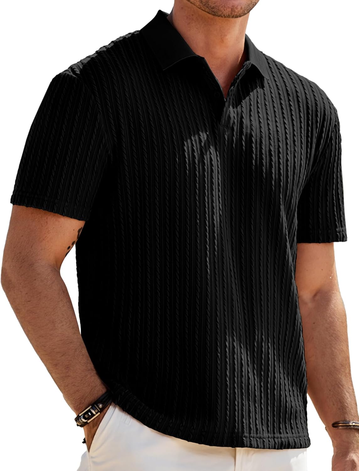 Matteo Polo Herre – Polo i Strækbar Strik, Stil Old Money & Casual Sommer