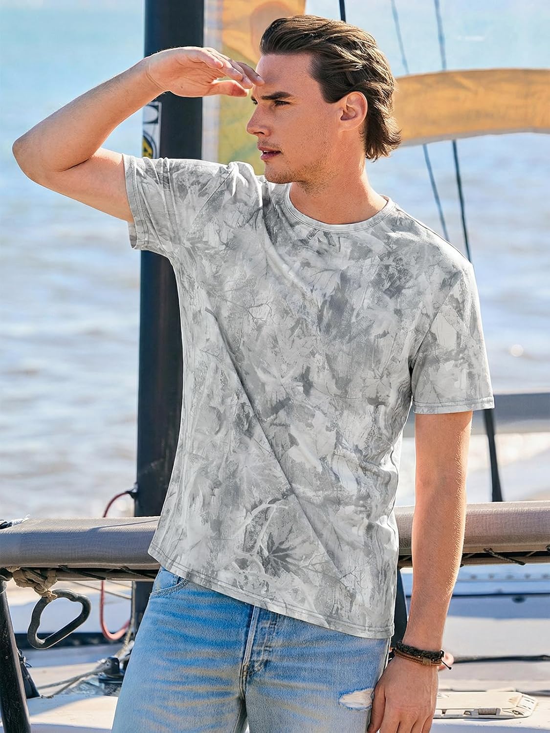 Pánske tričko Ryan – tričko s viazaným farbením, elastické, vintage streetwear štýl na leto