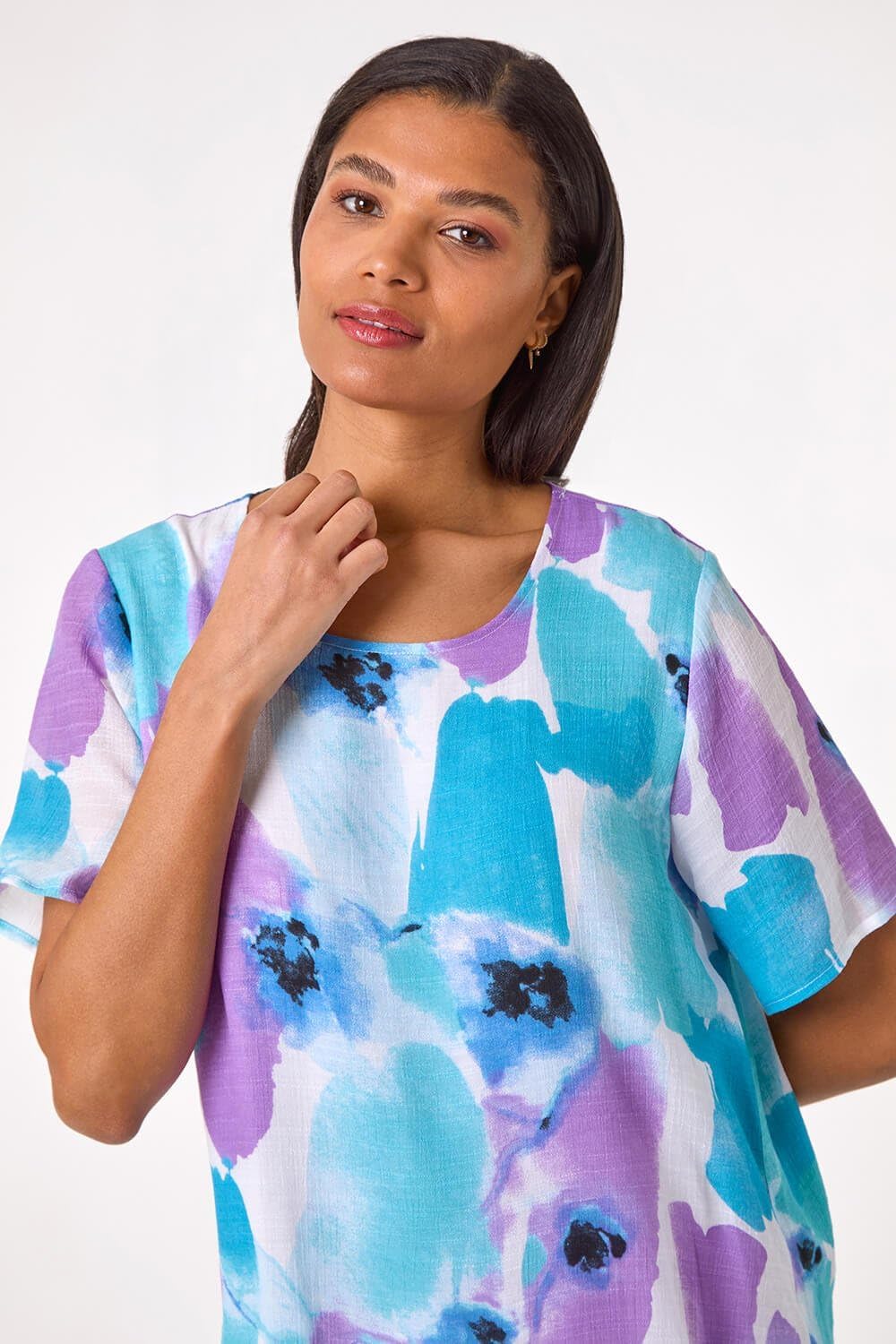 Noémie Vestido Recto Mujer – Vestido de Doble Velo con Estampado Abstracto Elegante para Verano