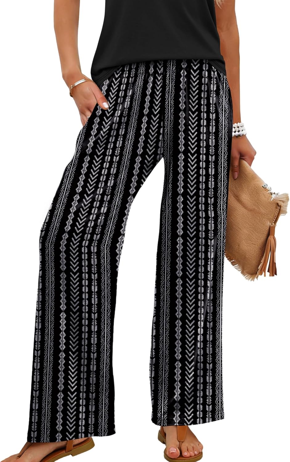 Pantaloni Palazzo da Donna Kendi – Taglio Largo Fluido, Vita Elastica, Estate Chic