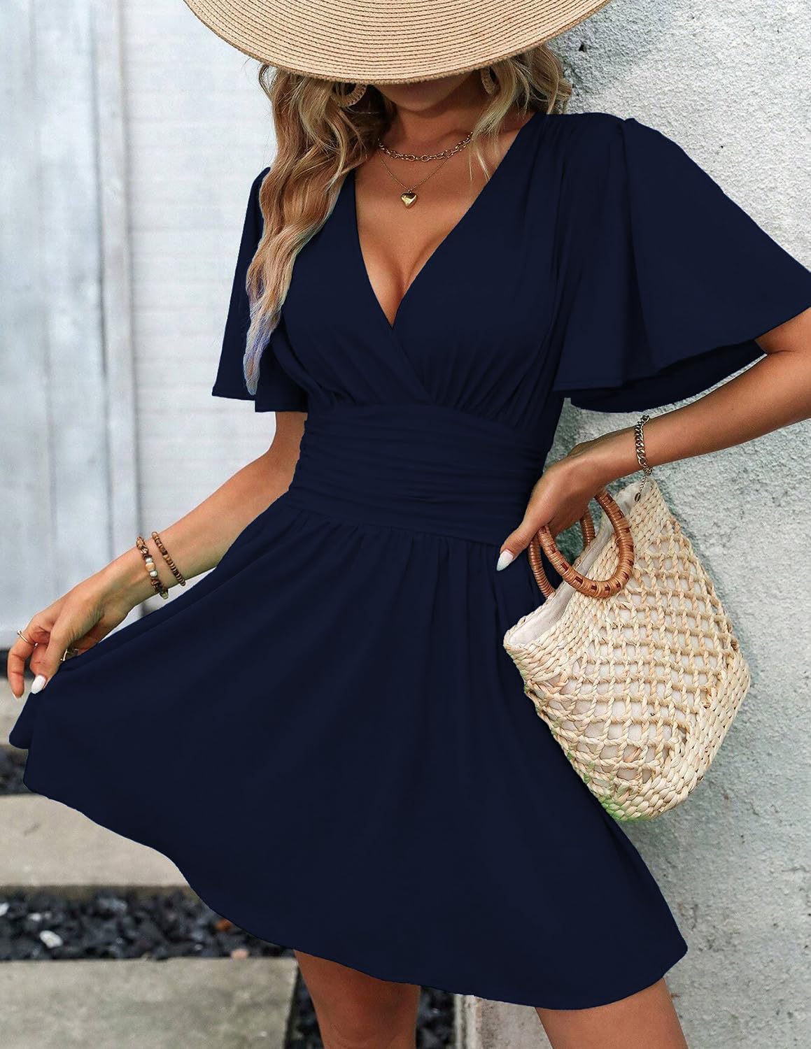 Sofia Robe Midi Femme – Robe Cache-Cœur Élégante à Manches Longues