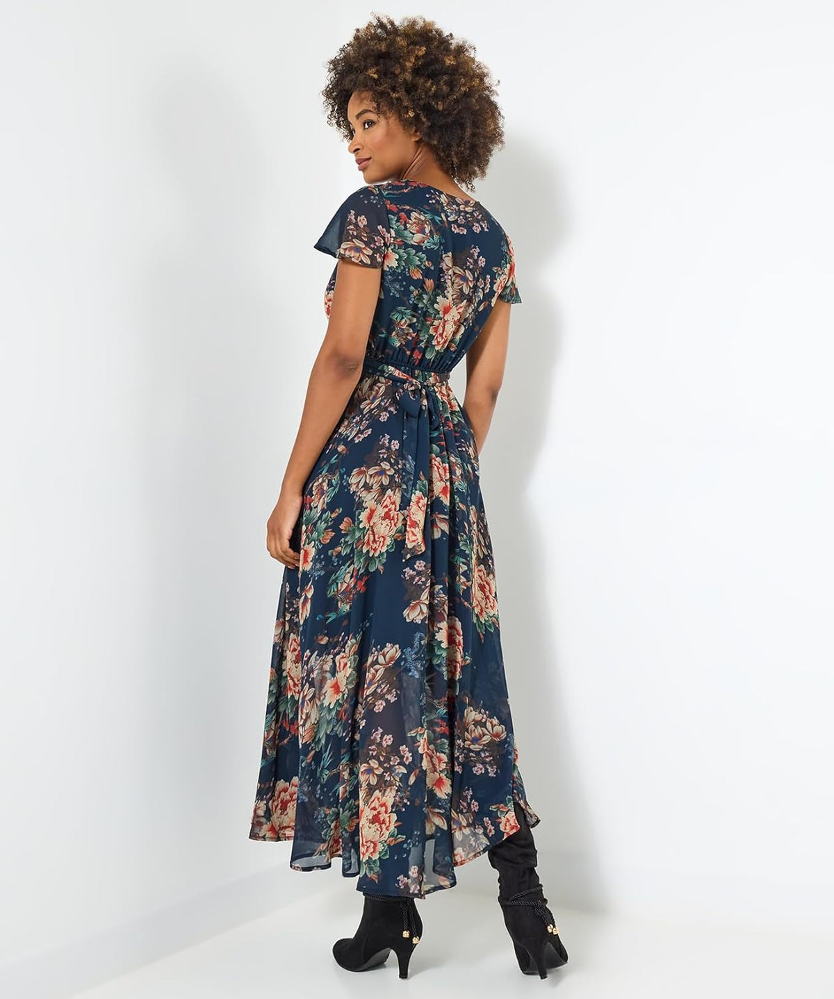 Sophie Abito Donna Floreale – Abito Georgette Scollo a V Maniche Corte Elegante Estate