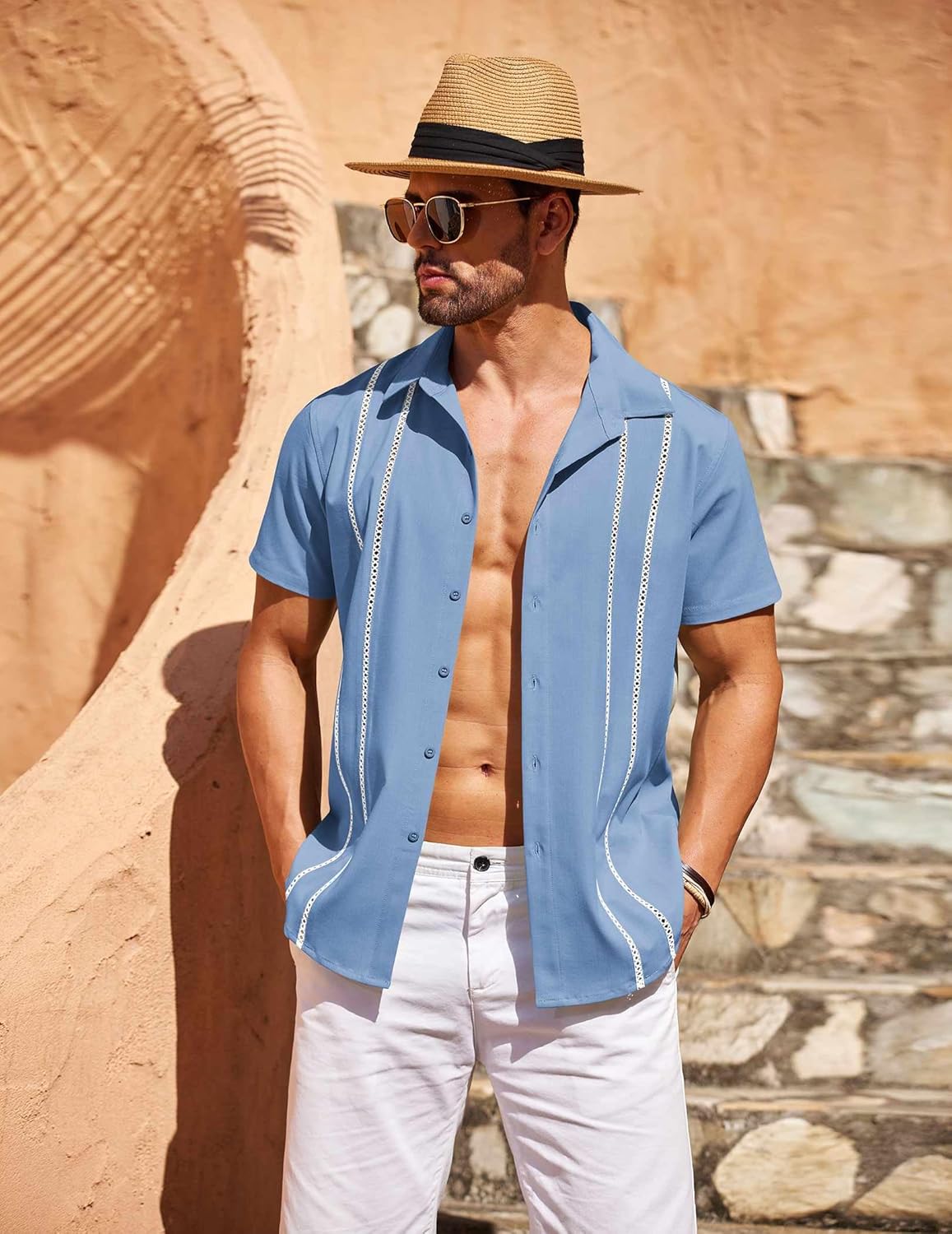 Diego Herren Guayabera-Hemd – Kubanisches Leinenhemd für den Sommer, Eleganter Stil