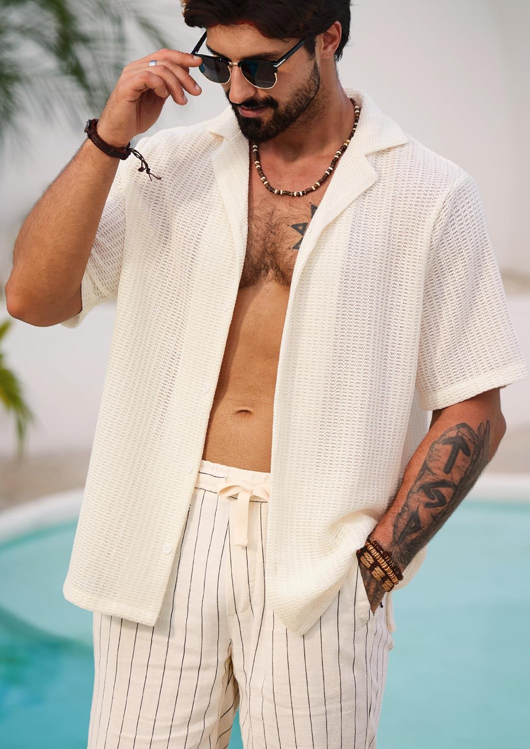 Herbert Hemd Häkel Herren – Hemd Lochstrick Kubanischer Stil Sommer