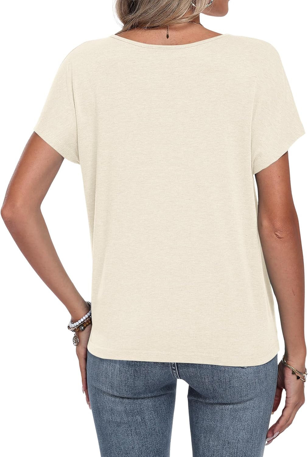 Top Camille Donna – T-shirt elegante con scollo a V e nodo drappeggiato