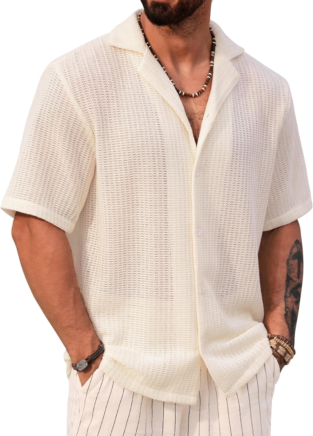 Pánská košile Herbert Chemise Crochet – Prodyšná pletená košile v kubánském stylu na léto