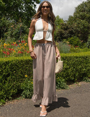 Kamil Pantalone Donna – Palazzo Quadri Ampi Volant & Vita con Coulisse