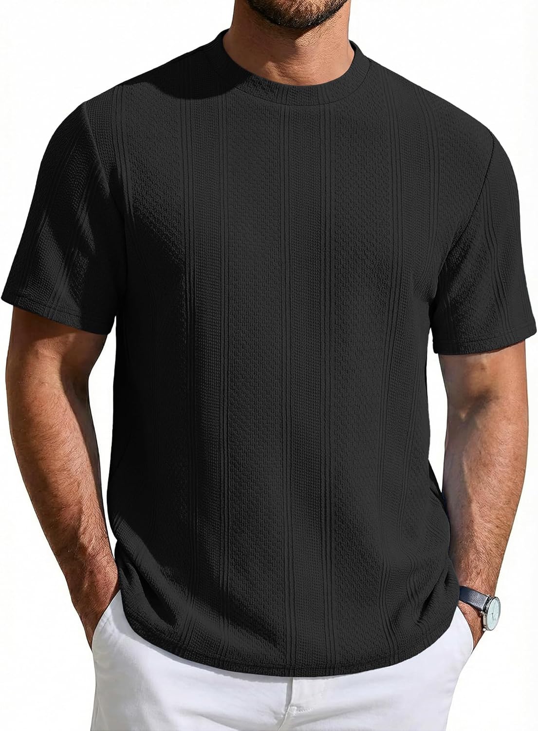 Camiseta Wilbert para Hombre – Camiseta de Punto Texturizado, Ligera y Estilo Casual Chic
