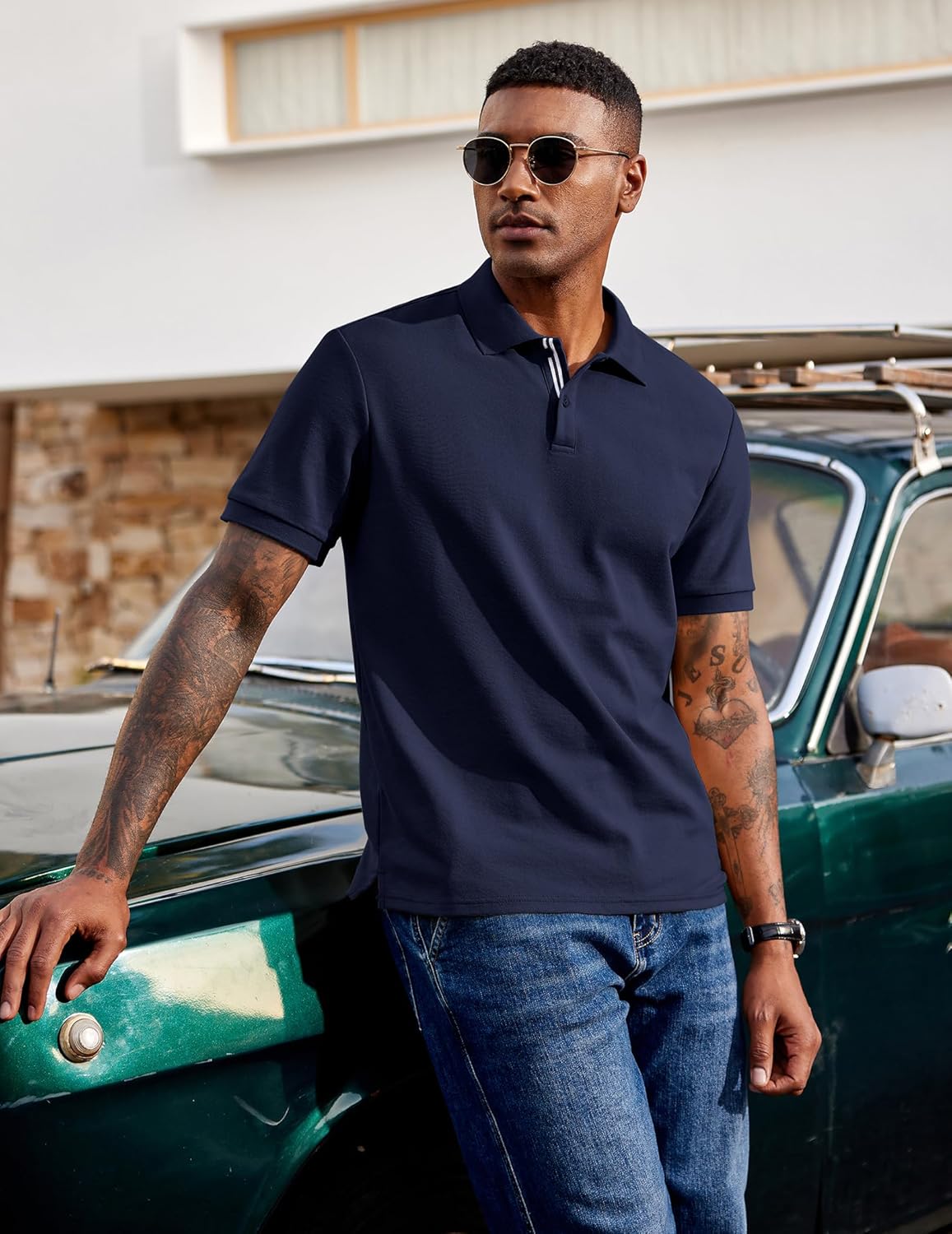 Victorio Polo Homme – Polo Coton Piqué, Léger & Style Casual Chic Été