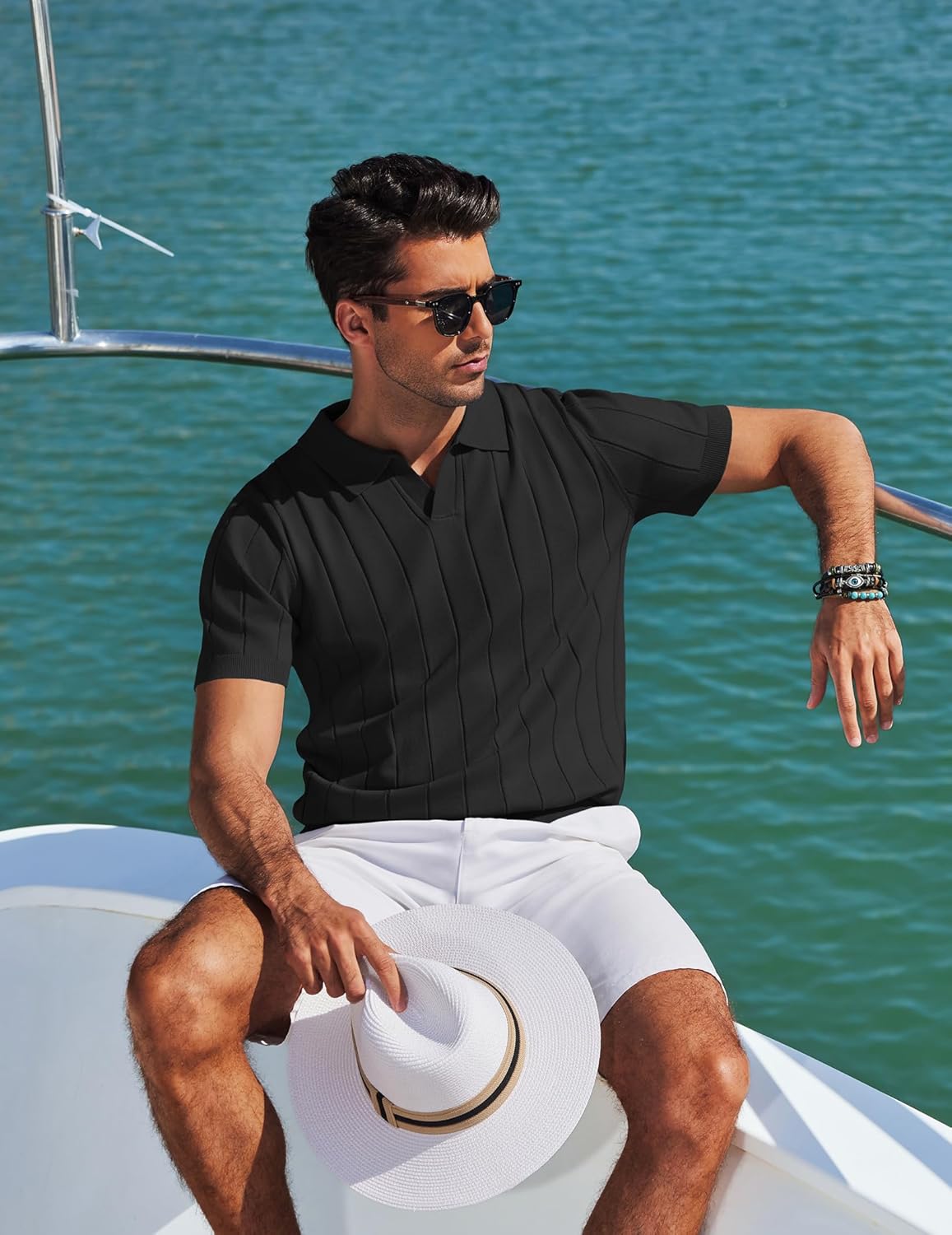 Arthur Polo Heren – V-hals Gebreide Polo, Elegant Old Money Stijl & Lichtgewicht